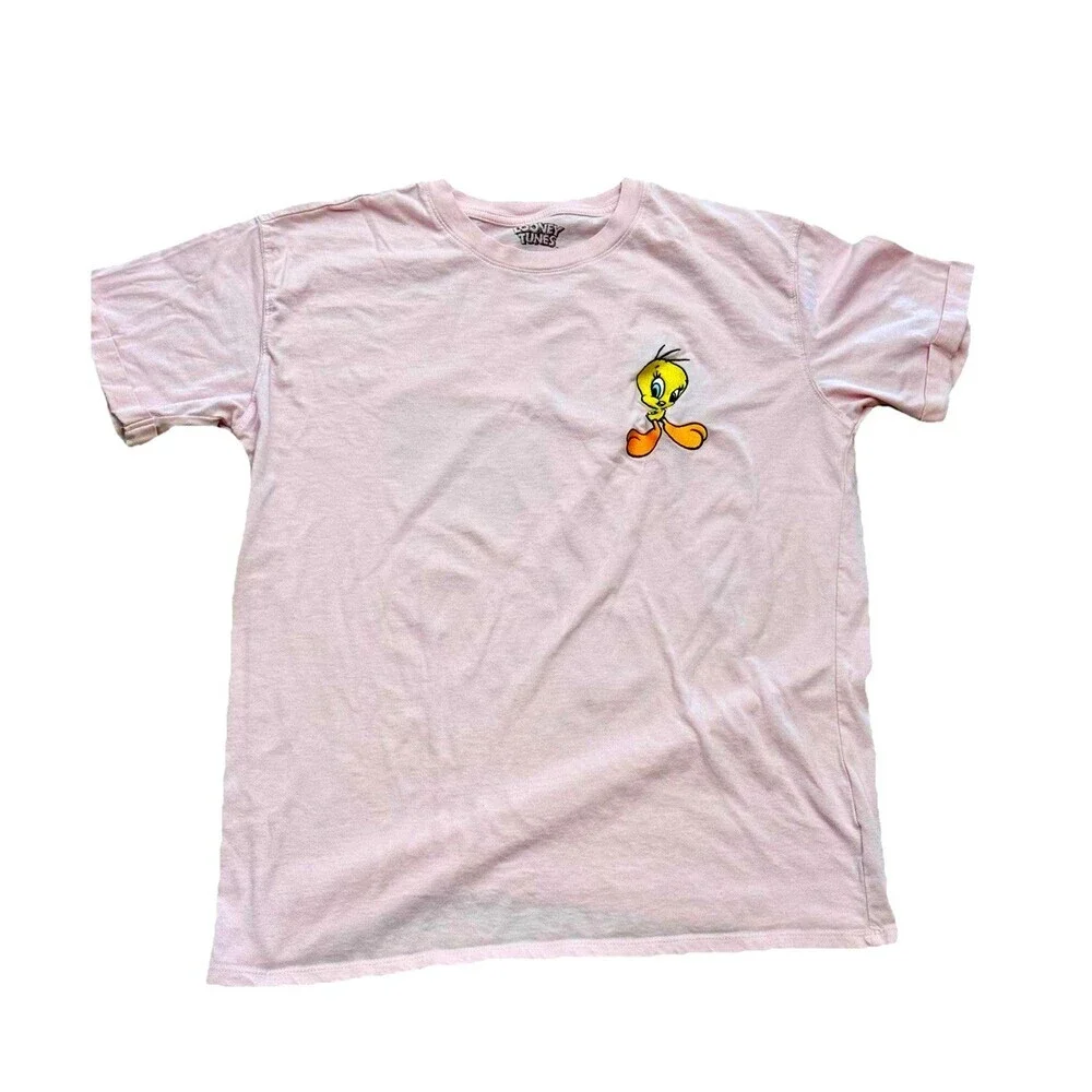 Looney Tunes Tweety Pink Graphic T Shirt Youth L 11 13 Cartoon Tee